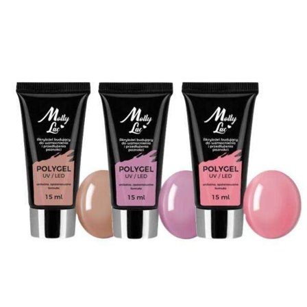 3-pak Polygel - Pulver gel - 45ml - Akryl gel - Builder