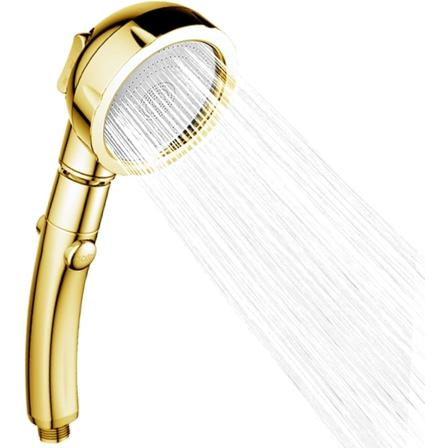 Duschhuvud Högtryck Vattenbesparande Dusch Handhållen Rostfritt Stål Duschhuvuden Handhållen Universal 3 Lägesfunktion Krom (Guld)