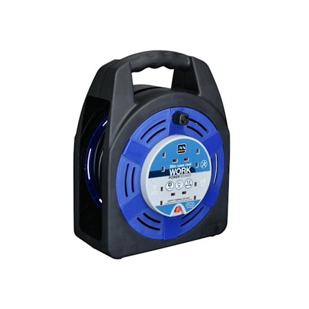 Masterplug Kabelvinda 20 Meter 4 Uttag 13a Termisk Brytare Mul