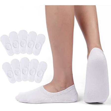 Hvid - 10 par usynlige sokker til kvinder og mænd, casual, skridsikre C