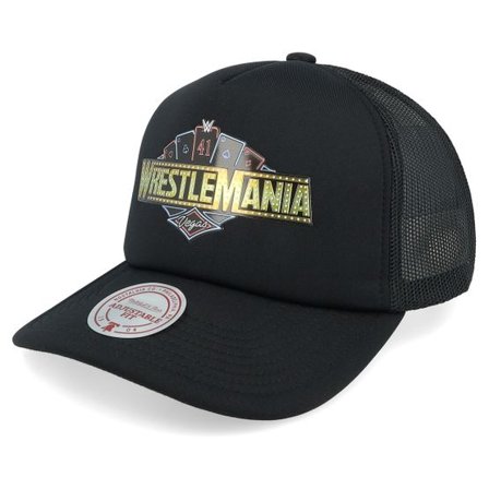 Mitchell & Ness - Svart trucker Keps - Wrestlemania 41 Black A-Frame Trucker @ Hatstore