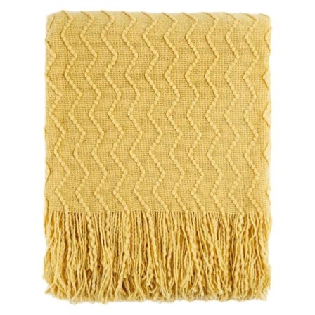 Pledd Teksturert Solid Myk Sofa Dekorativt Strikket Pledd, 127 x 152 cm