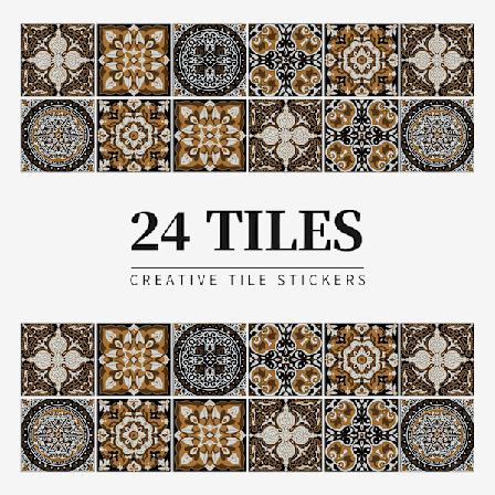 24 stk. Selvklæbende blomsterfliser 15×15cm-Brun, Køkken Sa