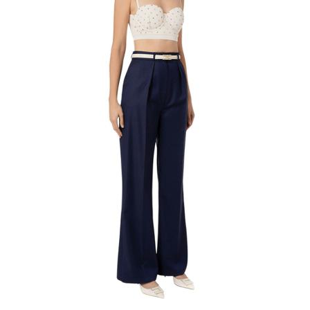 Elisabetta Franchi, Wide Trousers Blauw, Dames, Maat:M