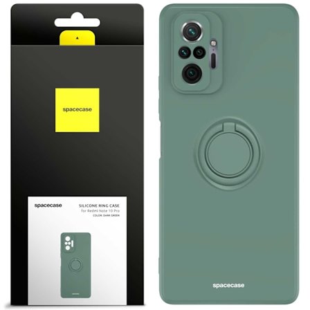 Spacecase Silikon Case Ring För Xiaomi Redmi Note 10 Pro Mörkgrön