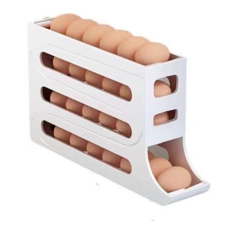 Rullende egg oppbevaringsboks kjøleskap side dør egg rack rull egg frisk-holdende boks plassbesparende rektangulær