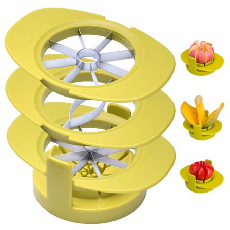 Frugtdeler, 4 i 1 æbleskærer i rustfrit stål, kraftig frugt- og grøntsagsskærer, nemt køkkenredskab, skærer, deler