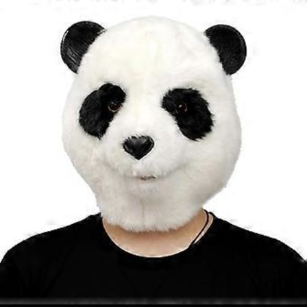 Halloween Kostyme Party Dyrehode Latex Maske Plysj Panda Karnevalsmasker