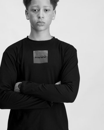 HUGO LONG SLEEVE T-SHIRT Zwart T-shirts Jongens - Kids Brand Store