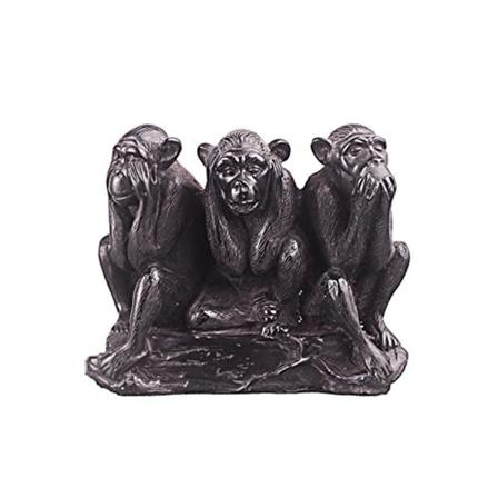 Sten statue skulptur Figur Se, hør, snakk ikke ondt Tre kloke aper 11 cm black 11 cm
