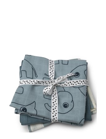 Done by Deer Burp Cloth 3-Pack Gots Deer Friends Blue - Blue - ONE SIZE