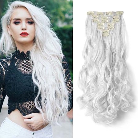 22 tums eleganta sexiga lockiga hårförlängningar 7 st/set 16 clips Long Curly Wave-Body Wave Hair Extensions Clip in hair extensions