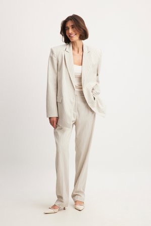 Ivona Zupet x NA-KD Pinstriped Suit Pants - Kontorbukser - Stribet - EU 32