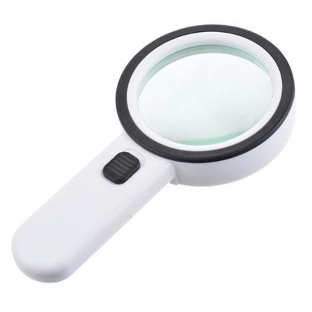 30 ganger dobbel optisk glasslinse med LED-lys forstørrelsesglass for å lese bøker [GGL] white