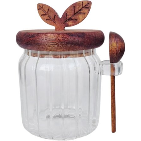 Sukkerskål med låg og ske, 400 ml glas kaffedåse til lufttæt opbevaring af mad på køkkenbordet, rørsukker og krydderier Co