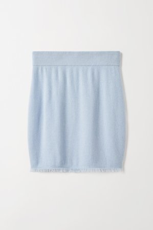 Soft Goat - Frayed Skirt - Kashmirkjol - L - Light Blue