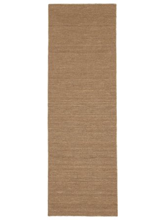 Wool Rug Plain (Single Colored) Handloom Flat Light Brown Runner Small