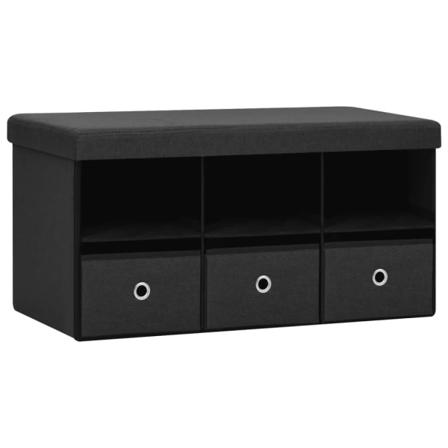 Vidaxl Hopfällbar Förvaringsbänk Svart 76x38x38 Cm Konstlinne Svart