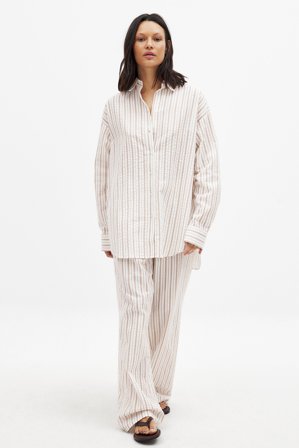 NA-KD Seersucker Mid Waist Pants - Bukser med lige ben - Stribet - EU 34