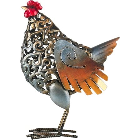 Høne Metallskulptur Dyr Moderne Dekorativ Utskåret Statue Moderne