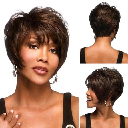 Kvinnors korta raka pixie-cut peruk, pojkfrisyr peruk