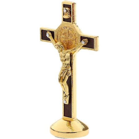 Sharprepublic Krucifiks Jesus Kristus Kors Statue Figur til Bil Hjem Kapel Indretning - Guld A 90 x 45 mm