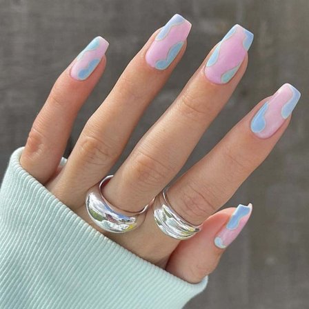 Franske korte firkantede falske negle blanke 24 stk. akrylnegle