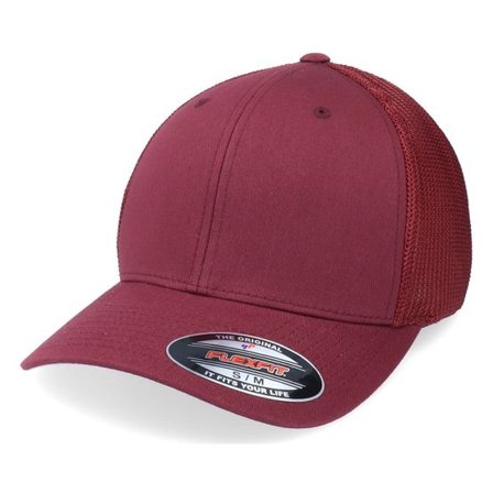 Flexfit - Röd flexfit Keps - Mesh Maroon Trucker Flexfit @ Hatstore