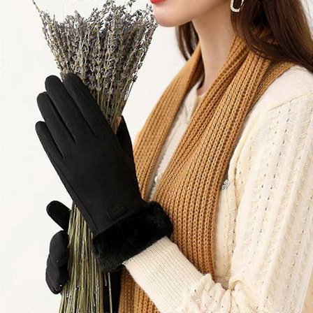 Varma Handskar Dam Vinter Plus Sammet Tjock Höst Utomhus Cykling Skärm Cykelhandskar[D]