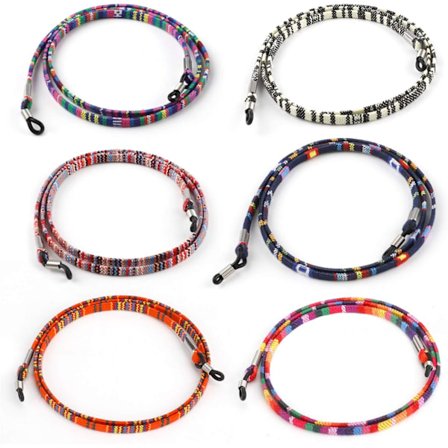 6 Stykker Brillesnor, Solbrillekjede, Lesebrilleholder Tau Stropp for Kvinner Menn Barn Sport