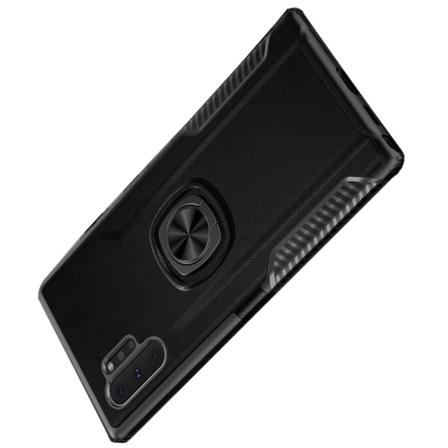 Glat cover med ringholder (Leman) - Samsung Galaxy Note10+ Svart