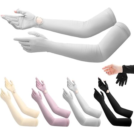 4 Paria Pitkää UV-Suojauksen Hanskoja Naisille - Auringonsuojaus UV-Ajo Hanskat Täyspitkät Sormilla Auringonsuojaus UPF 50+