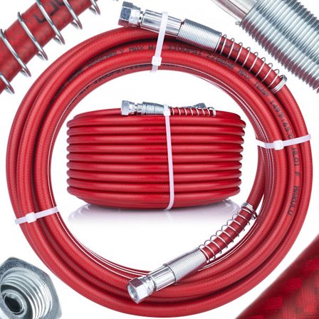 Teräsvahvistettu Maalauslaite Letku 20M Punainen – 228 Bar | 1/4 Tuuma Kierre | Yhteensopiva Graco, Wagner kanssa