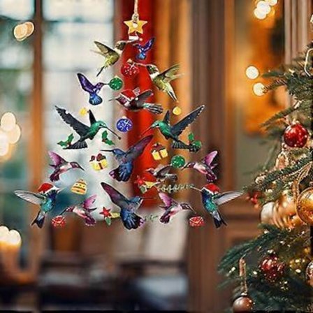 Kolibri Julepynt 2025 Akryl Farverig Stak Kolibrier Boligindretning Vinter Kolibri Stablet Juletræspynt Ferieindretning