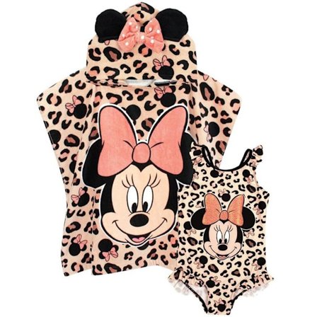 Disney Girls Minnie Mouse Baddräkt Och Poncho Set 3-4 År Rosa