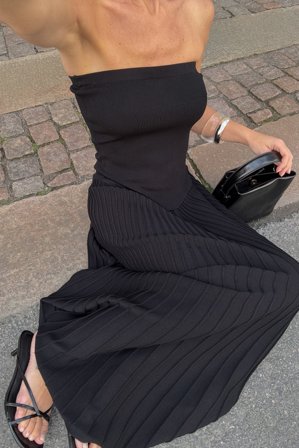 NA-KD Robe bustier longue en maille - Robe bustier - Noir - XL (EU 46)