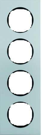 Hager 10142674 Täckram för dosa Berker R.8, aluminium 4-fack, Strömbrytare & vägguttag