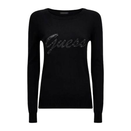 Guess - Stickade Tröjor & Koftor - Svart - Dam - Storlek: Xs, Dam, Storlek: XS