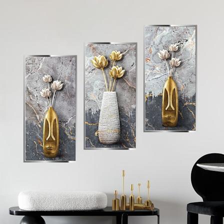 3D-vaasi Lootus Sein tarra, Kehykset n Itsekiinnittyv Sein taidekoriste 3 kpl, 3D-vinyylisein tarra Koti Sisustus Sein