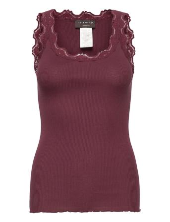 Silk Top W/ Lace T-shirts & Tops Sleeveless Punainen Rosemunde