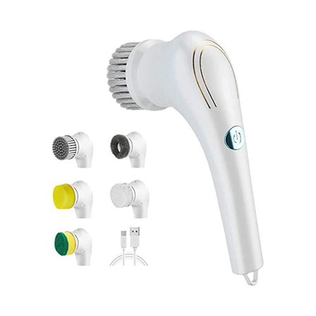 Elektrisk Rengöringsborste med 5 Utbytbara Huvuden, Multifunktionell Hushållsdiskborste, Kakel, Kök, Hem