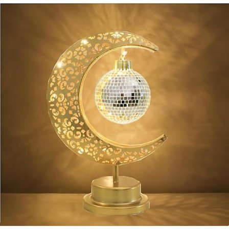 Disco Natlampe Bordlamper Måne Ramadan Lampe Hængende Fortryllet Månelampe, Batteridrevet Natbordslampe Børneværelse Kollegieværelse Kontor