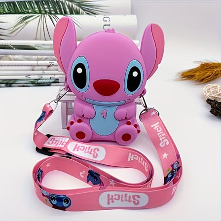 Stitch Tecknad Crossbody Väska - Justerbar Rem, Dragkedja, PVC Material - Rosa & Blå Alternativ - Perfekt för Vardagsbruk, Vardaglig Axelväska...