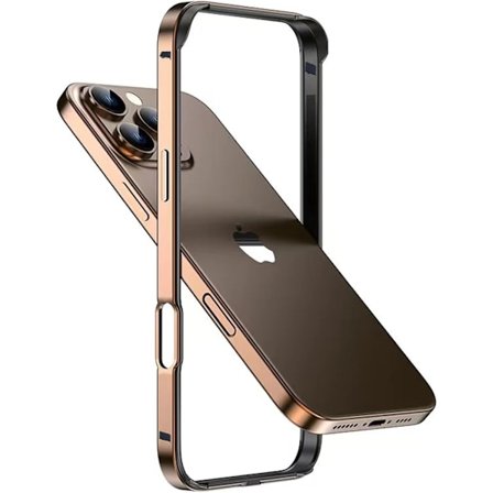 Ny Aluminium Ramme Metal Bumper Ramme Slankt Hårdt Cover til iPhone16 ProMax, Metal Ramme Armor med Blød Indre Bumper, Hævet Kantbeskyttelse (Guld