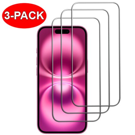 3-Pack - iPhone 16 Skärmskydd i Härdat Glas