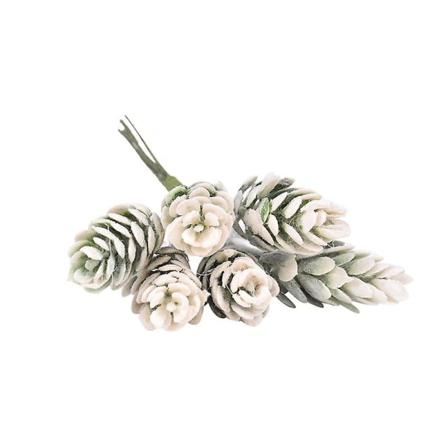1 stk. Kunstig Blomst Fyrrekogle Diy Have Scene Fest Hjem Bryllup Håndværk Dekoration White