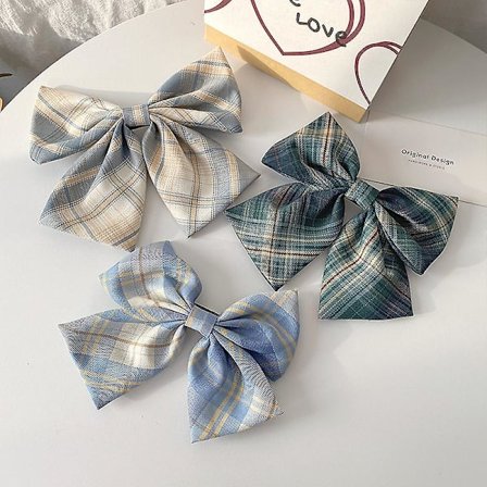 Jk Flickors Stor Rosett Hårklämma Japansk Och Koreansk Net Red Grid Vårfäste Kantklämma Huvudbonad Net Red Toppklämma Hästsvansklämma 3 Stycken