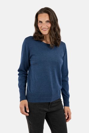 JENSEN - Langærmet Strik - Navy Melange