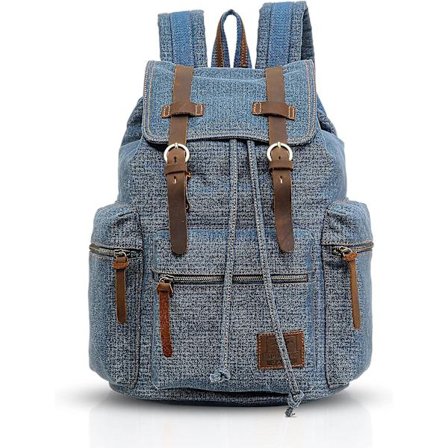 Retro 15,6 tums bärbar dator ryggsäck bärbar dator utomhus resor arbete student vandring skolväskor dagryggsäck canvas-blå