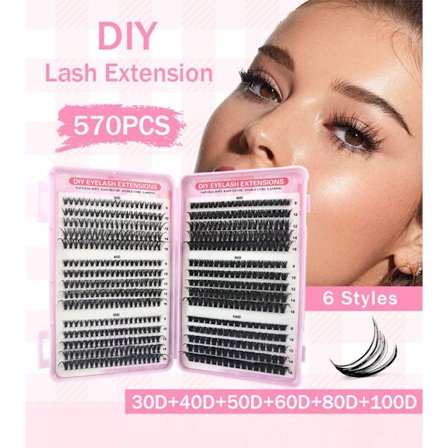 Fransklyster 570 fransklyster, Ferdigmonterte klyngevipper, Naturlige vipper for nybegynnere og alle aldre_TF_TF